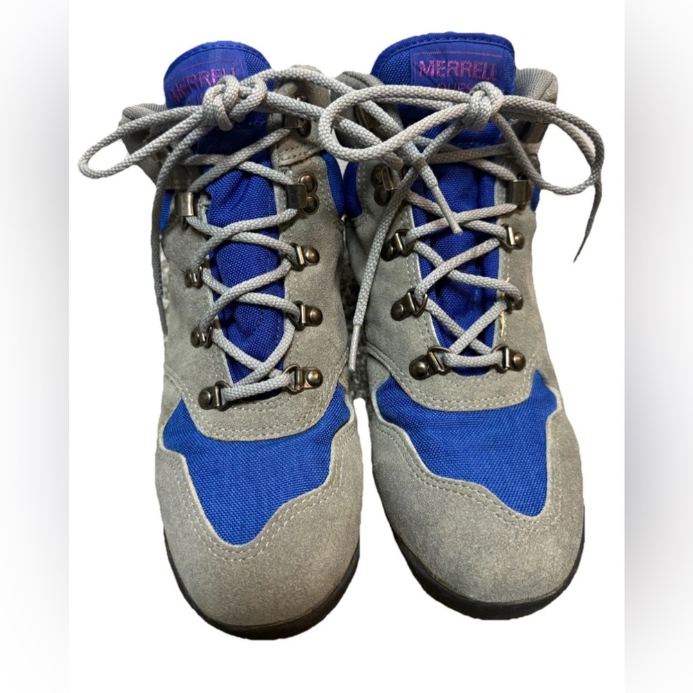 Vintage Merrell Quest Hiking Boot Shoes Women’s 7 Grey Blue Air Cushioned Hiking - Picture 2 of 6